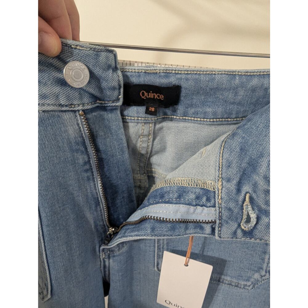 Quince Bella Stretch Patch Pocket Wide Leg Jeans Frosted Blue NWT Size 28 - Picture 4 of 6